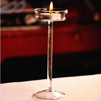 

European Handmade glass candle Holder High Foot Crystal candlesticks romantic dinner ornaments For Coffe Shop Home Decoration