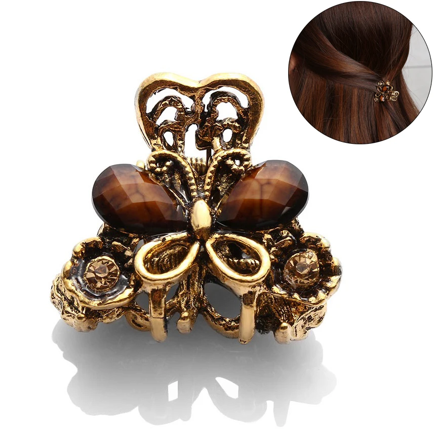 

2pcs/pack Retro Women hairpins Crab Mini Butterfly hair claw clip Girls Fascinator hair accessories