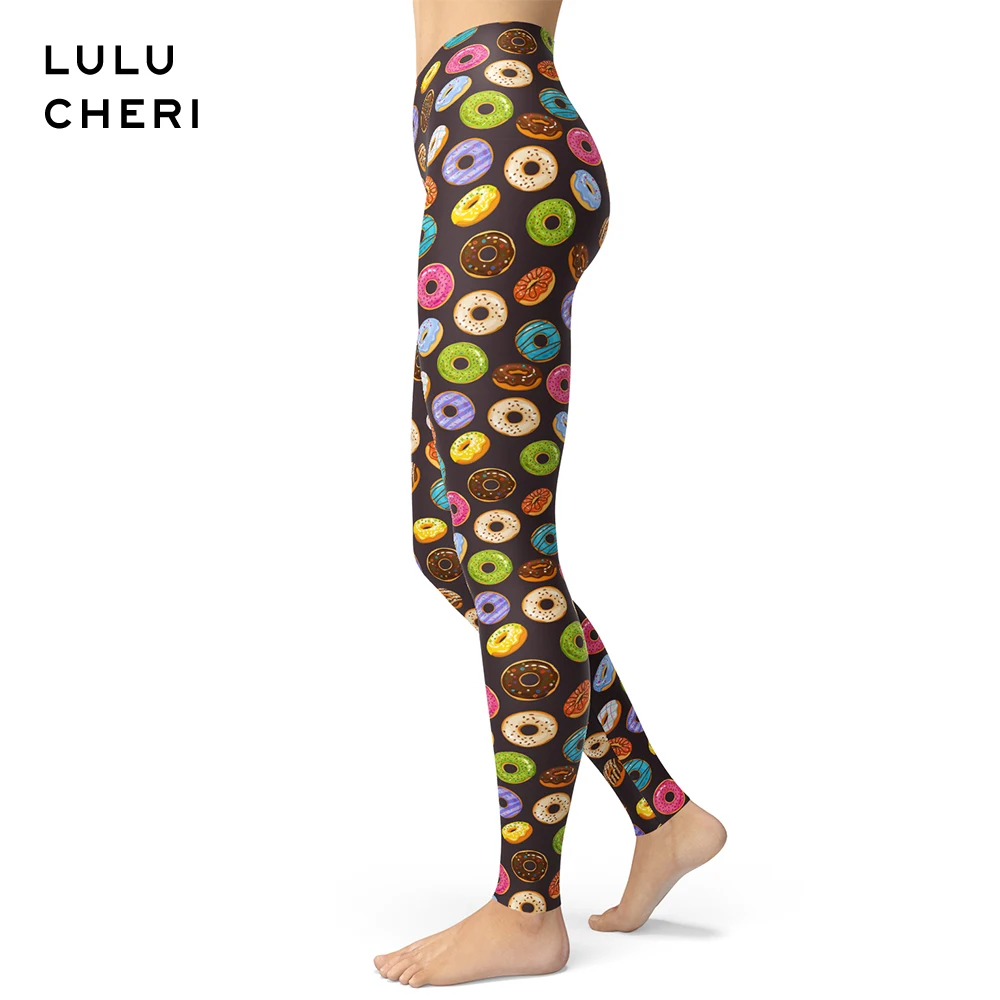 

Donut Candy Sugar Pattern Print Leggings Women Girls Brushed Buttery Soft Plus Size High Waist Pants Slim Fitness Leggins