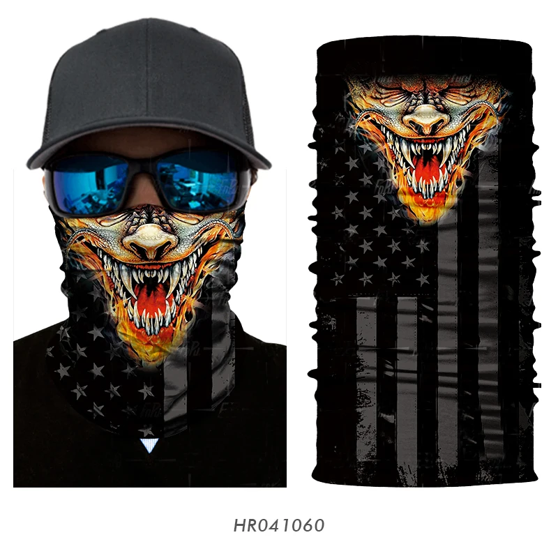 3D Skull Seamless Magic Neck Gaiter Skeleton Face Mask Shield Running Cycling Fishing Bike Bandana Headband Tube Scarf Men Women