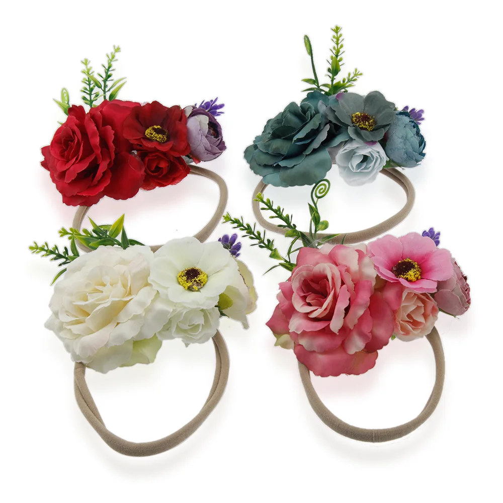 

baby headband simulation Flowers Floral Hair band girls nylon Headbands Handmade Bohemia girl Children hair accessories headwear