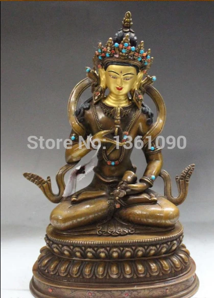 

xd 00968 9"Tibet Buddhis Purple Bronze Gem Vajradhara Vajrabhairava Goddess Buddha Statue