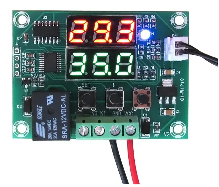 DC 12V Dual LED Digital Thermostat Temperature Controller Timer Relay Module 