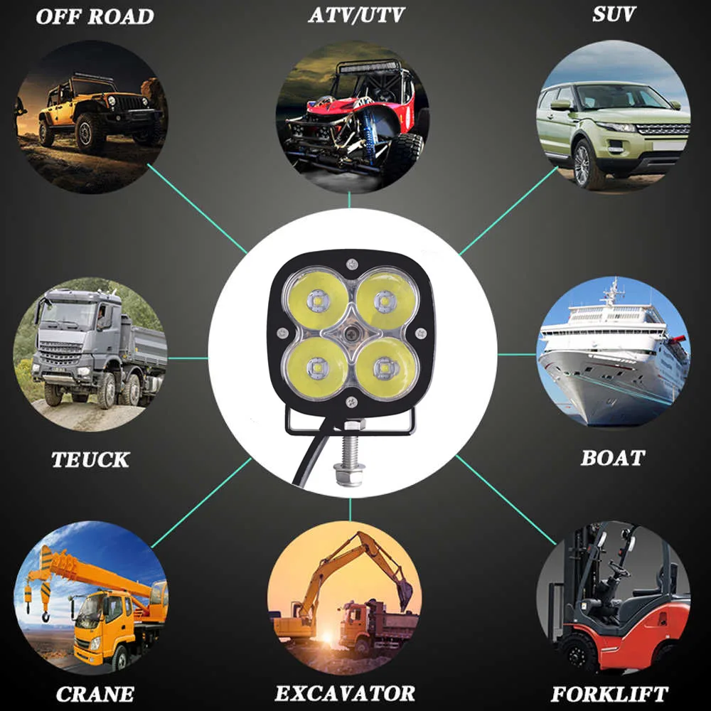 1/2 шт 12 в 24 в 40 Вт 2 дюйма точечный комбинированный луч светодиодный светильник wrok внедорожный светильник для автомобиля грузовика внедорожника ATV UTV UTE светодиодный светильник для вождения s