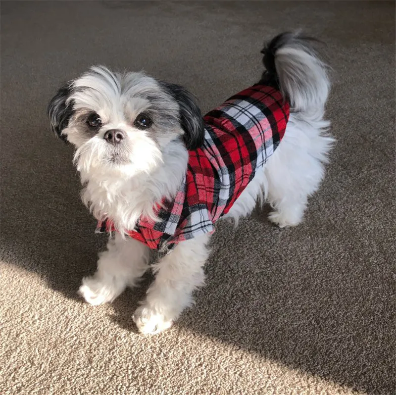 Pet Puppy Dog Clothes Summer Plaid Dog Shirt Coats Jackets Cat Grid Costumes for Small Medium Dogs Yorkies Chihuahua Clothes9