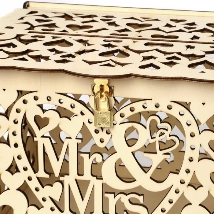 Недавно DIY деревянная коробка для приглашения на свадьбу с замком и слотом для деревенский Свадебный декор