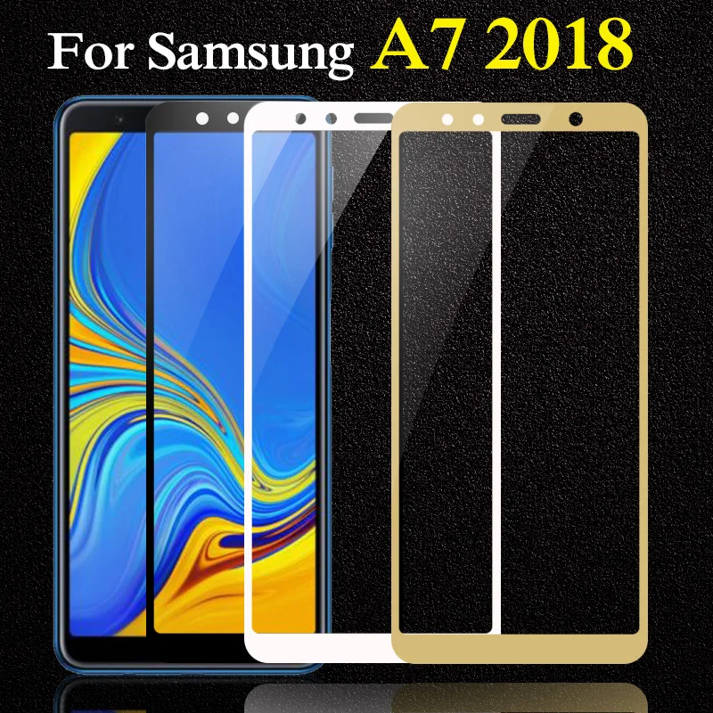 Стекло на для Samsung Galaxy A7 2018 a750f протектор экрана samsun galax a 7 полное покрытие защитное