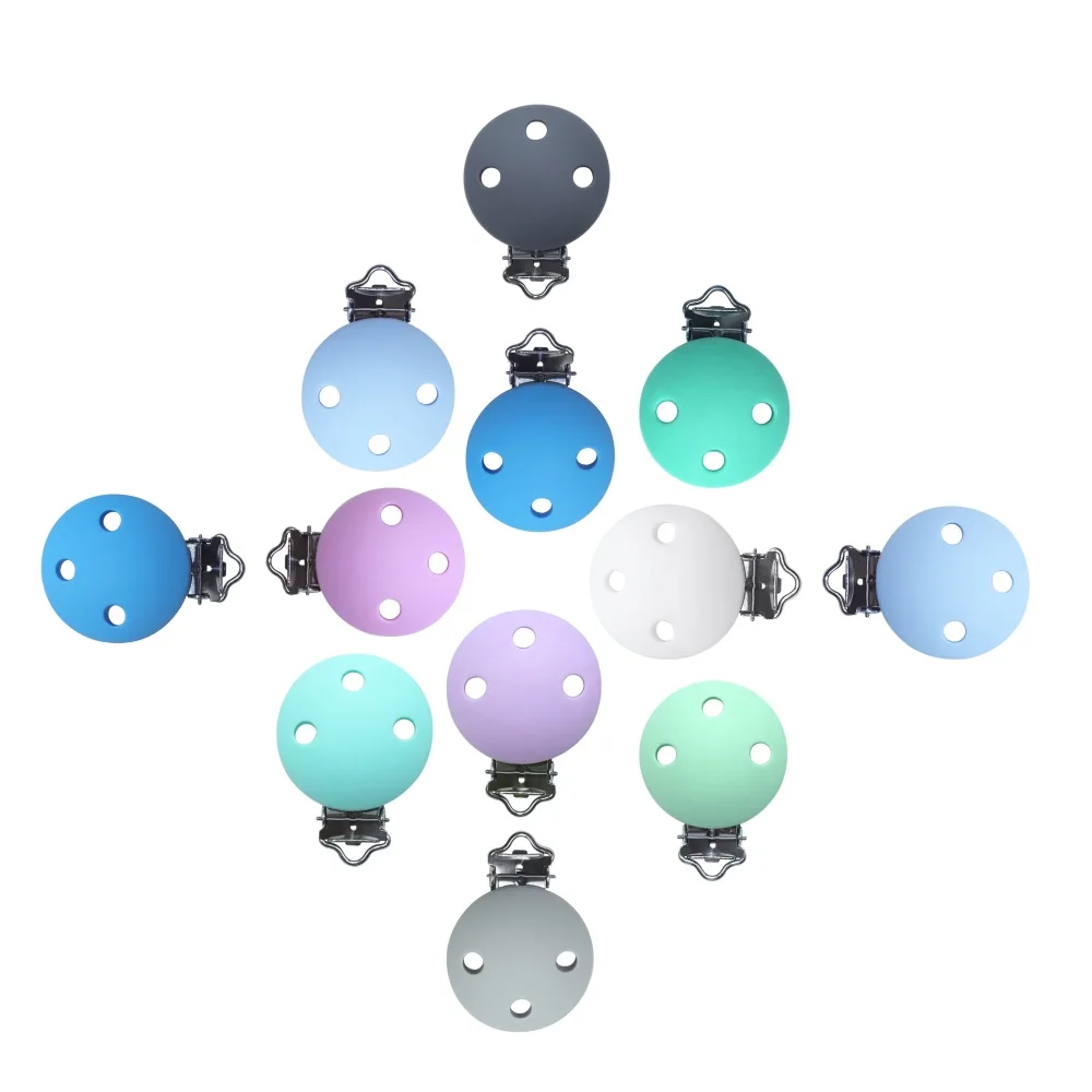 Titular da Chupeta Contas de Colar Brinquedo de Dentição do Bebê Joepada Lote Silicone Nipple Clips Forma Redonda Fazer Acessórios 10 Pçs - 5 Mordedores p bebê