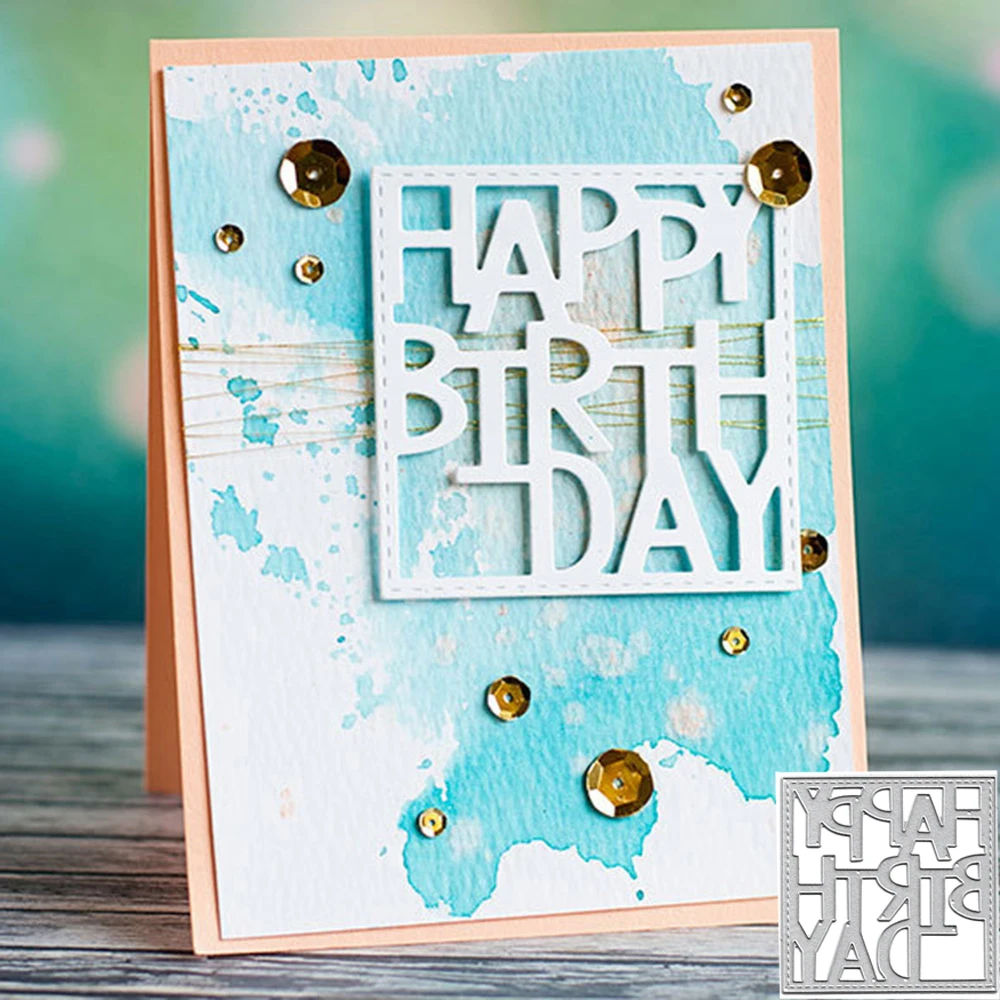 Металлический трафарет с надписью Happy Birthday|Вырубные штампы| |