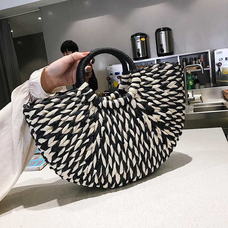 

Female Straw Beach Bag Tote Crossbody Bags Women 2019 Summer Wicker Designer Handbags Ladies Rattan Shoulder Messenger Bag Sac A