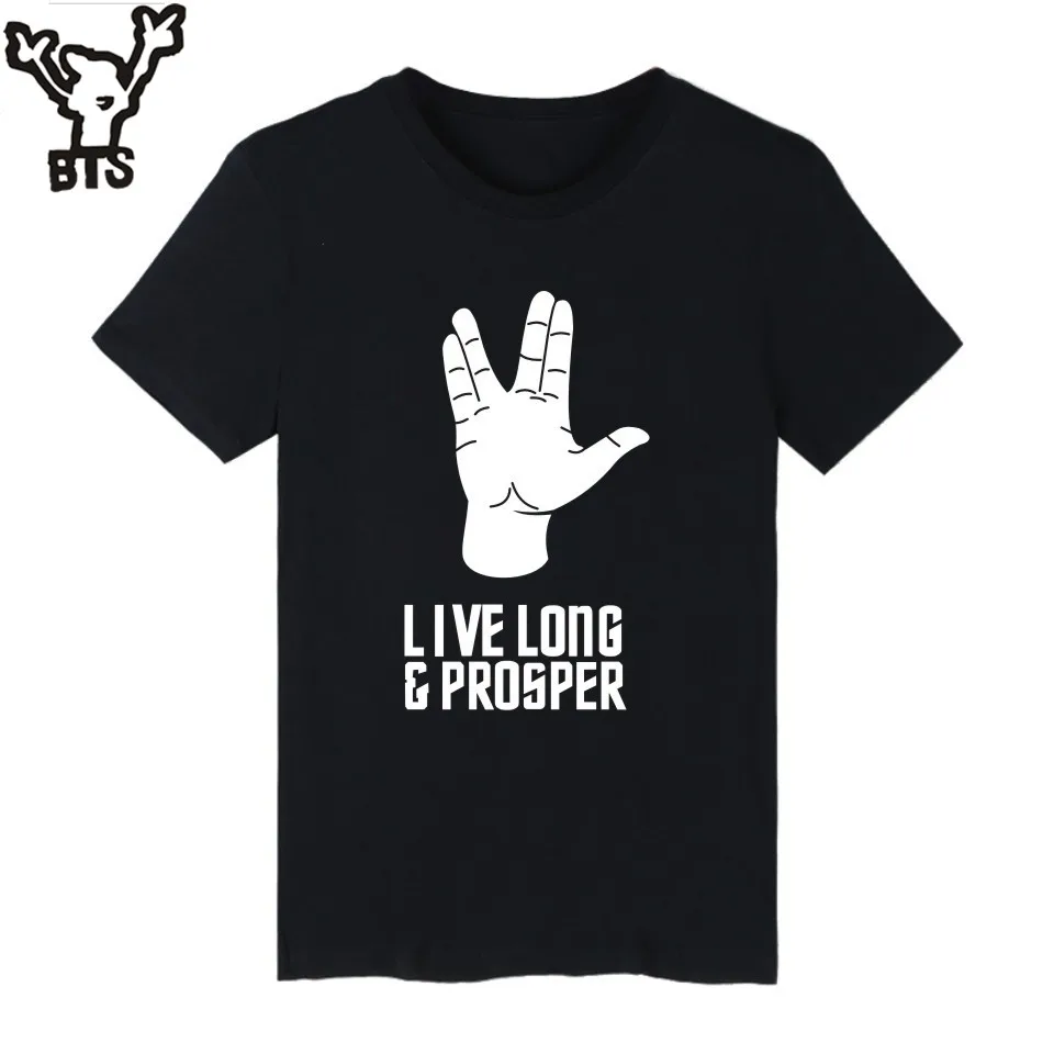 

KPOP Star Trek Spock Live Long and Prosper Mens TShirts Summer Funny Short Sleeve T-shirts in Plus Size Streetswear