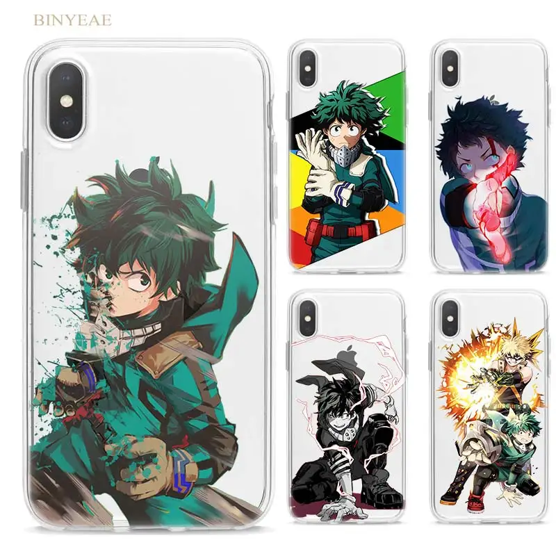 

BINYEAE Hot My Hero Academia TPU Case Cover for iphone XR XS Max 5 5SE 5C 6 6S 7 7S 8 Plus X 10 Silicone Transparent