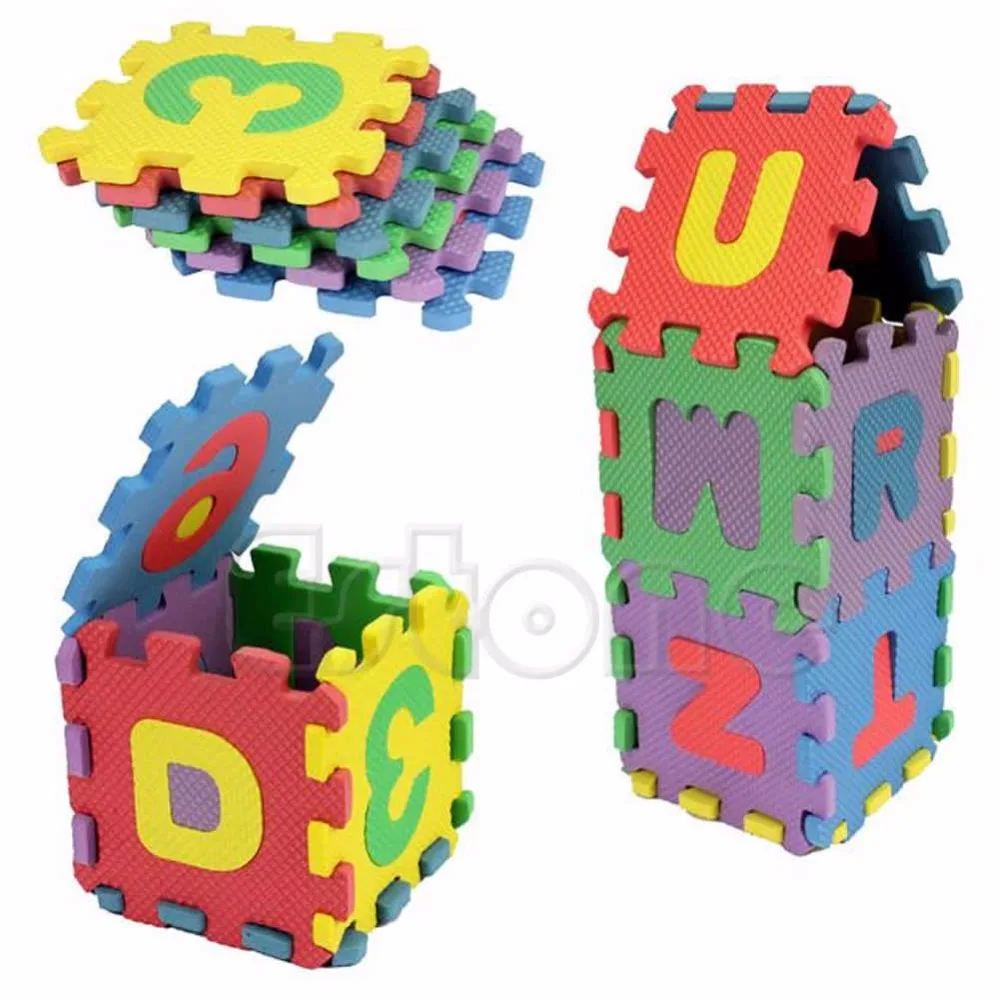 Mini 36Pcs Size Puzzle Alphabet A-Z Letters Numeral Foam Mat Kid Educational Toy