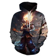 Adult men and women Halloween anime costumes 3D digital printing Dragon Ball Sun Wukong hooded Hooded Sweater Cosplay Costume