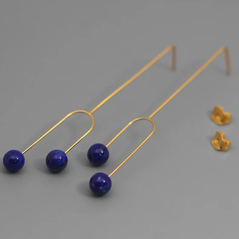 

CMAJOR Designer 925 Sterling Silver Statement Lapis Beads Drop Earrings Women Girls Original Fine Jewelry Wholesale