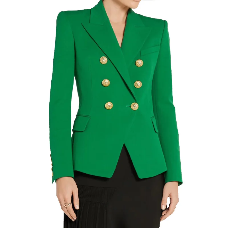 HarleyFashion Classic Design Women Elegant Style Casual Blazers Solid Color Slim Autumn Green Blazer High Quality Plus Size