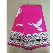 Нигерийская Анкара африканская хлопок воск печатает ткань высокого качества 6 ярдов большая птица розовый животный дизайн Дашики ткань для ткани