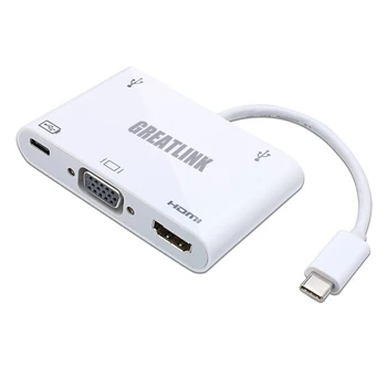 

USB Type C To USB 3.0 HDMI 1.4 VGA Splitter Adapter USB-C Type-C 3.1 AUX Cable VGA HDMI Converter Adaptor Thunderbolt 3 HUB Dock