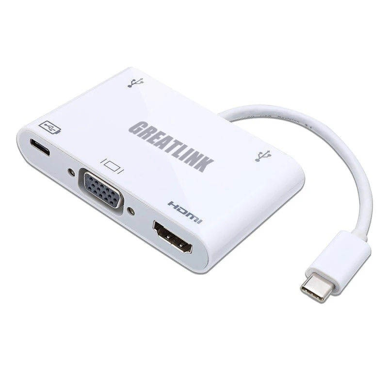 Разветвитель USB Type C на 3 0 HDMI 1 4 VGA стандартный кабель AUX адаптер конвертер док