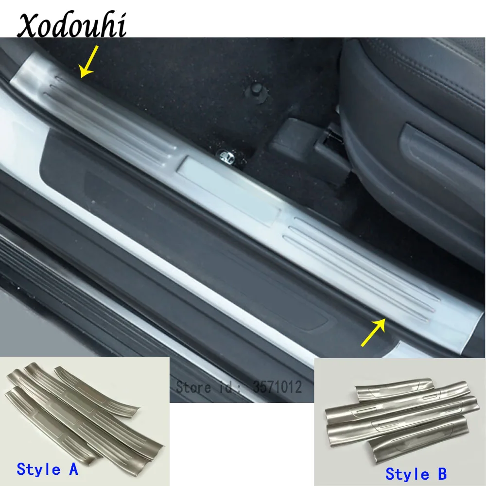 

For Hyundai Tucson 2015 2016 2017 2018 car inner inside threshold bumper trim Stainless Steel Scuff Sill trunk plate pedal 4pcs