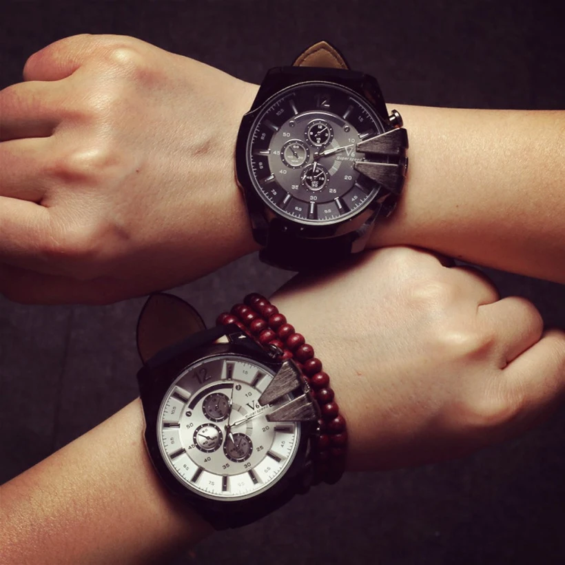 

Relogio masculino Fashion Design Men's Watches Popular Faux Leather Band Luxury Analog Quartz Watch Men 5cm Big Dial