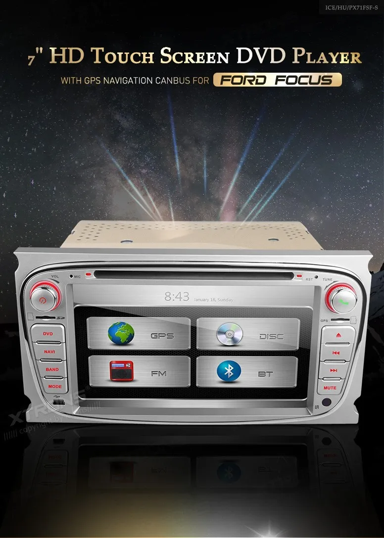 Best 7" HD Silver Special Car DVD for Ford Focus 2007-2010 & S-Max 2008-2011 & Mondeo 2004-2011 & C-Max 2008-2010 & Galaxy 2010-2011 0