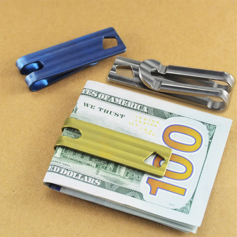 

1PC TC4 Titanium Alloy Banknote Money Card Clip Simple Wallet Belt Keychain Key Ring Man Creative Gift EDC Multifunction Tool