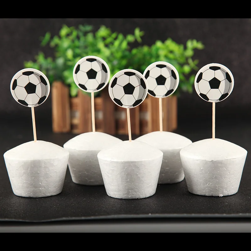 24pcs Football Soccer Theme Cake Cupcake Topper Kids Birthday Party Decoration Supplies World Cup Party Decoration