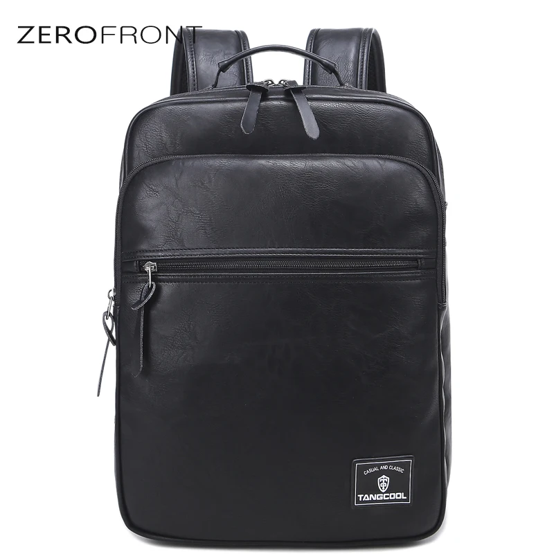 

2018 New Men's Black Backpacks Soft PU Leather 15.6 inch Laptop Backpack Travel Bags Male High Quality School Backpack Boys
