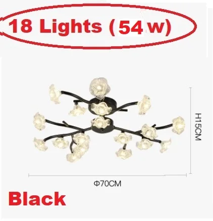 Современный светодиодный потолочный светильник для гостиной, спальни, люстры, креативное домашнее освещение,, Железный Абажур - Цвет абажура: 18 Lights (54w)Black