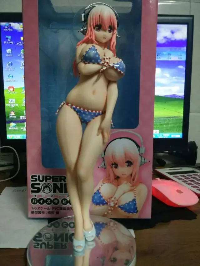 Супер звуковая сексуальная фигурка бикини японского аниме 25 см с наушниками ПВХ женская японская сексуальная фигурка девушки аниме