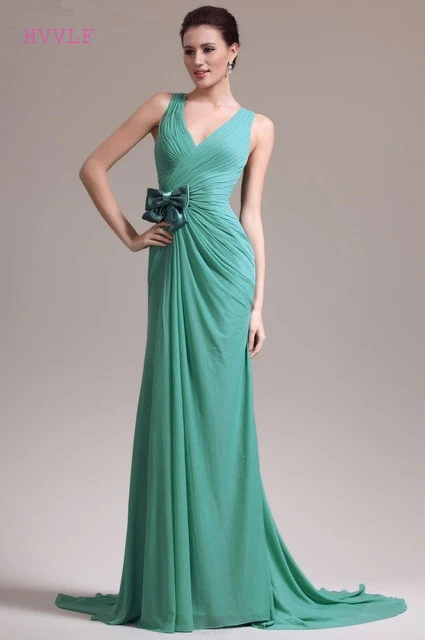 Мятный зеленое вечернее платье 2019 Русалка v-образный вырез шифон спинки длинное официальное вечернее Вечерние платья для выпускного