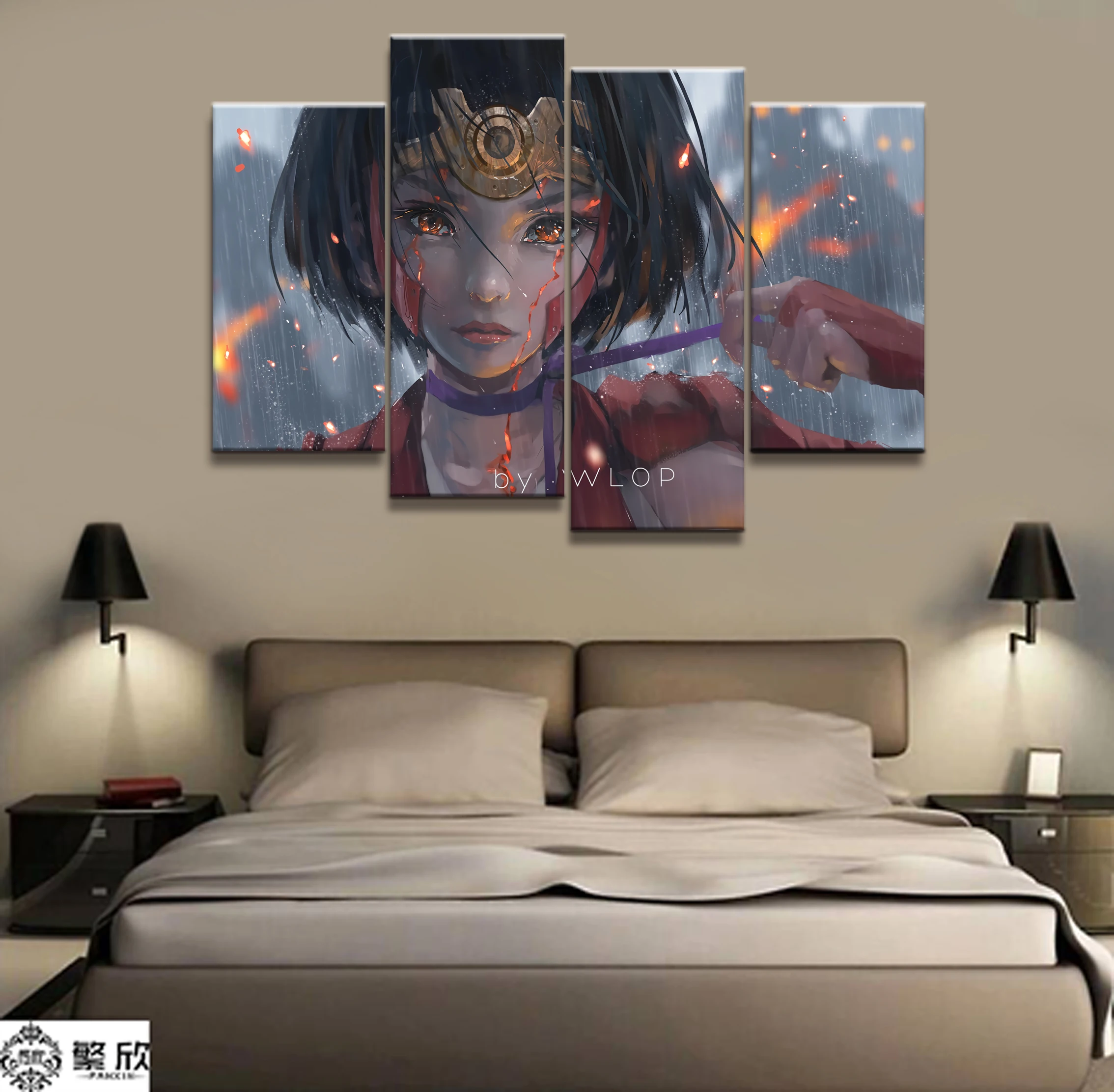 

4 Panel WLOP kabaneri of the Iron Fortress mumei Canvas Printed Painting For Living Room Wall Art Decor Picture Artworks Poster