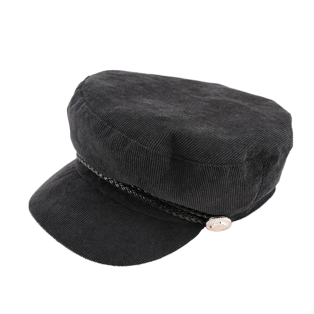 Женская Весенняя шляпа для газетчика, шляпа в стиле художника, Женская винтажная восьмиугольная однотонная бейсболка, шапка s, женская шапка, теплый берет для прогулок - Цвет: black