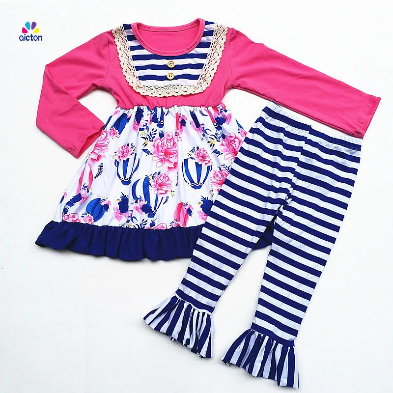 Best selling children boutique clothing factory in china floral printed