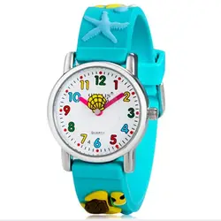 Новые непромокаемые детские часы с 3D рисунком морской черепахи, силиконовые Дизайнерские наручные часы, брендовые модные повседневные