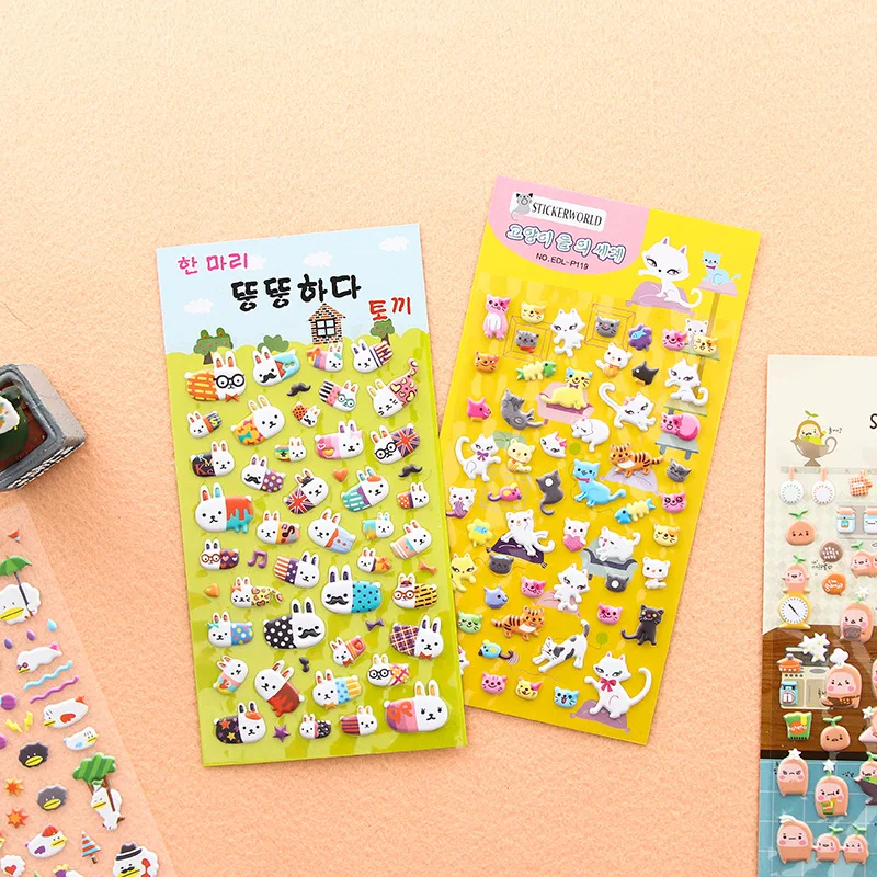 

FOURETAW Novelty Cartoon Animal Cat Alpaca Stickers Diary Sticker Scrapbook Decoration PVC Stationery 3D Fridge Magnets Stickers