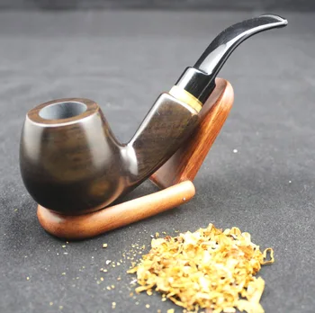 

Handmade Natural Wooden Smoking Pipe Set Smoke Tobacco Ring Ebony Wood Smoking Pipe 10pcs 9mm Filters + Pouch + Holder 676ZP