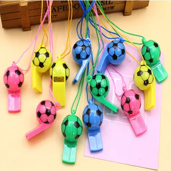 

By DHL 5000pcs Soccer football or smiling face whistle cheerleading for kids children color plastic whistles toys with ropes