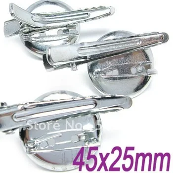 

Free shiping!!!!!!! Silver tonze metal two ways brooch clip 45x25mm