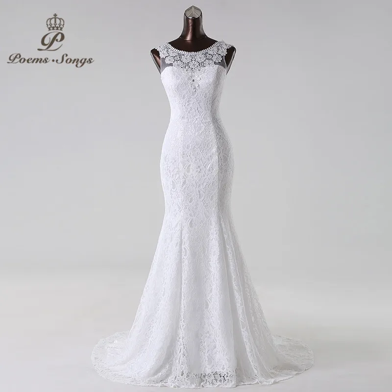 

Free shipping Elegant and conservative beautiful lace mermaid Wedding Dress vestidos de noiva robe de mariage bridal dress