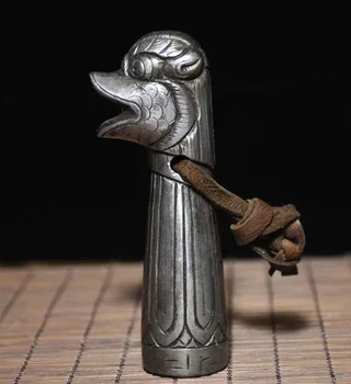 

christmas Old Tibet Buddhism Meteorite iron Bird Head Statue Phurpa Seal Amulet Pendant halloween