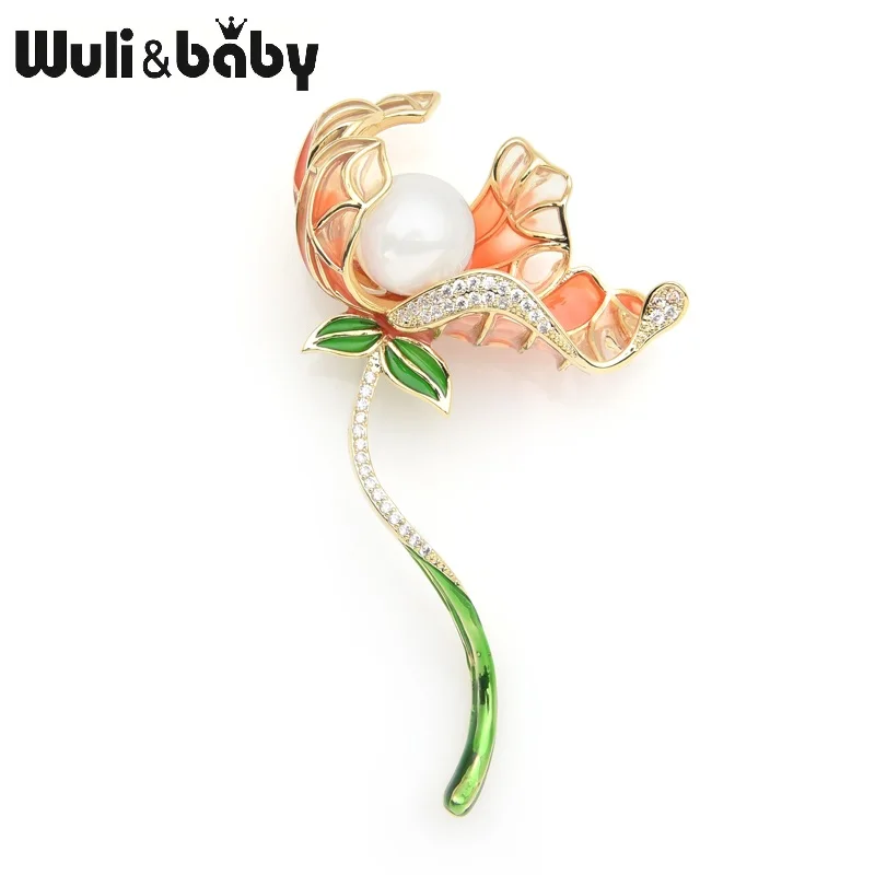 Wuli &amp baby искусственный жемчуг цветок лотоса Свадебный банкет Броши для женщин и