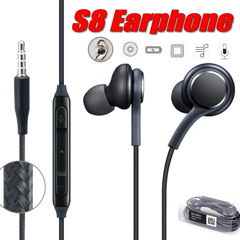 

High Quality Wired Earphone 1.2m With Mic 3.5mm In-Ear Stereo Sport Ear Buds For Smartphone/PC/Laptop Galaxy S8 S9