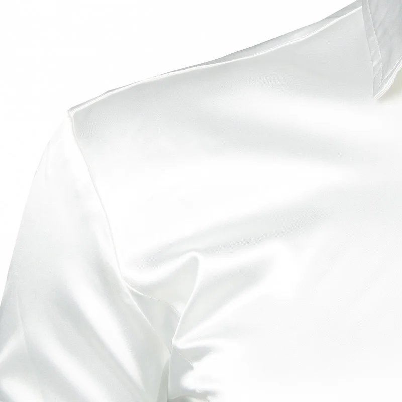 Stylish White Silk Satin Shirt Men Chemise Homme 2018 Casual Long Sleeve Slim Fit Mens Dress Shirts Business Wedding Male Shirt Stylish White Silk Satin Shirt Men Chemise Homme 2018 Casual Long Sleeve Slim Fit Mens Dress Shirts Business Wedding Male Shirt