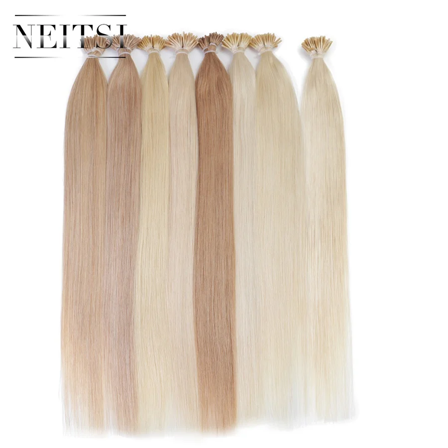 Neitsi Straight Fusion Hair I Tip Stick Tip Keratin Machine Made Remy Pre Bonded Human Hair Extension 16