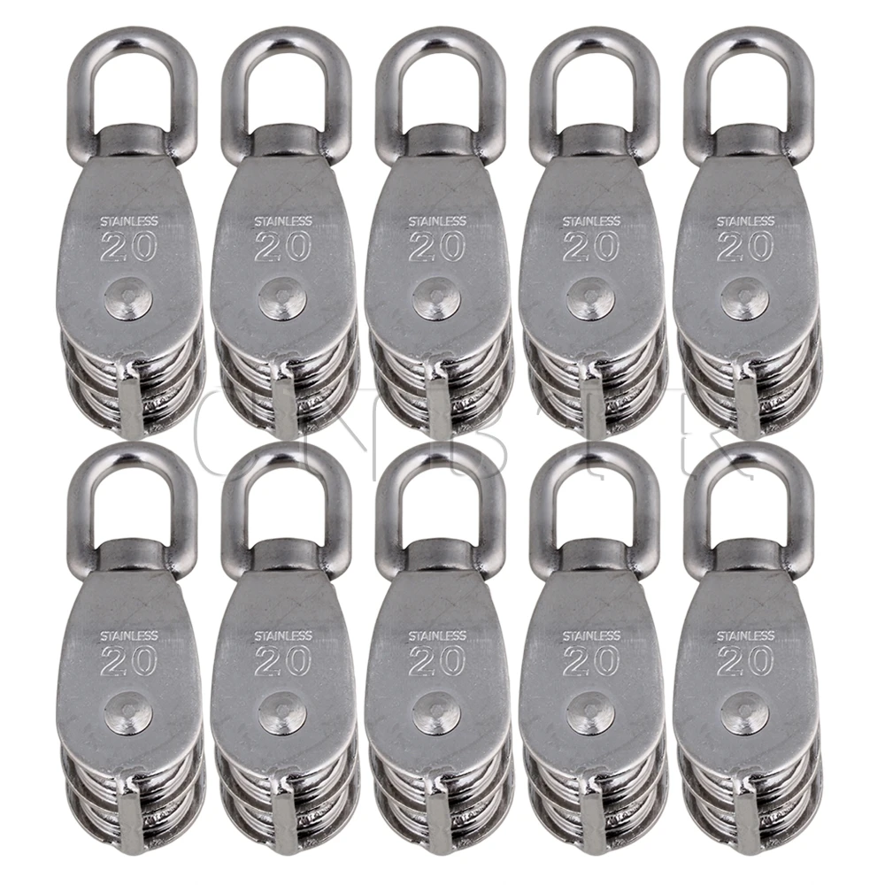 

CNBTR M20 20mm Swivel Stainless Steel 304 Double Pulley Block Chain Traction Wheel Pack of 10