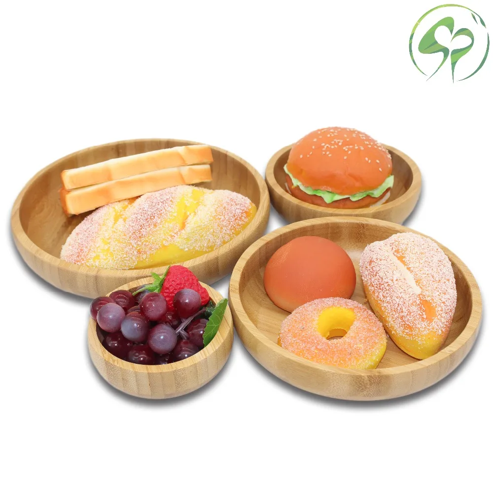 Bamboo Storage Tray Dining plate Pizza Tableware Snacks Desserts Salad Fruit Plate Household Kitchen Utensils Dishes