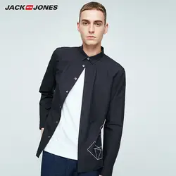 JackJones для мужчин зима 100% хлопок нагрудные геометрический узор рубашка с длинными рукавами мужской Slim Fit популярные дизайны C | 217305533