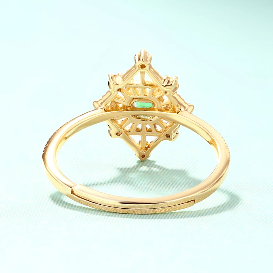 ALLNOEL 925 Sterling Silver Natural Emerald Hollow Ring For Women Infinity Wedding Band Bridal Jewelry New Arrival Gifts for Her (6)